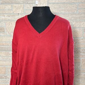 Jos A Bank Signature Collection Red V-Neck Sweater Size 2X 100% Prima Cotton